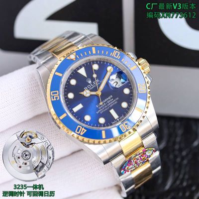 C Factory V3 2 Tone ROLEX Submariner Replica 3235 Movement 41MM Blue Watch